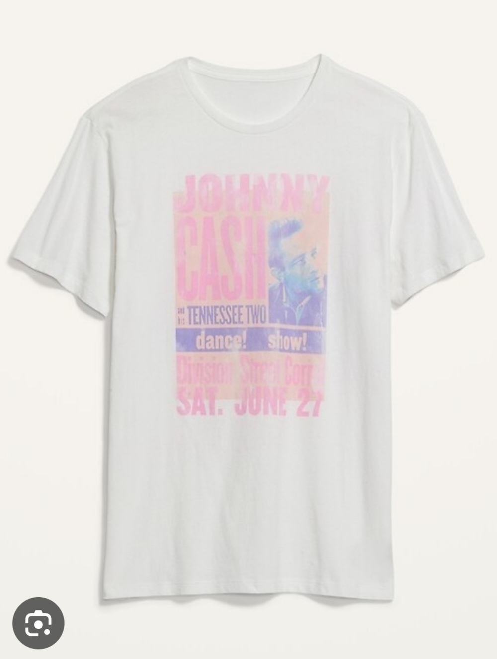 Johnny Cash GraphicTee with Pink and Blue Print